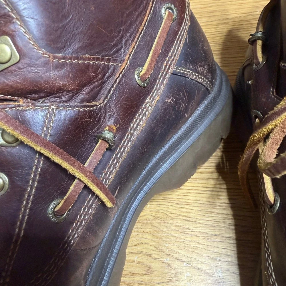Sperry Mens Watertown Duck Work Boots Dark Brown Waterproof Leather Size 9.5